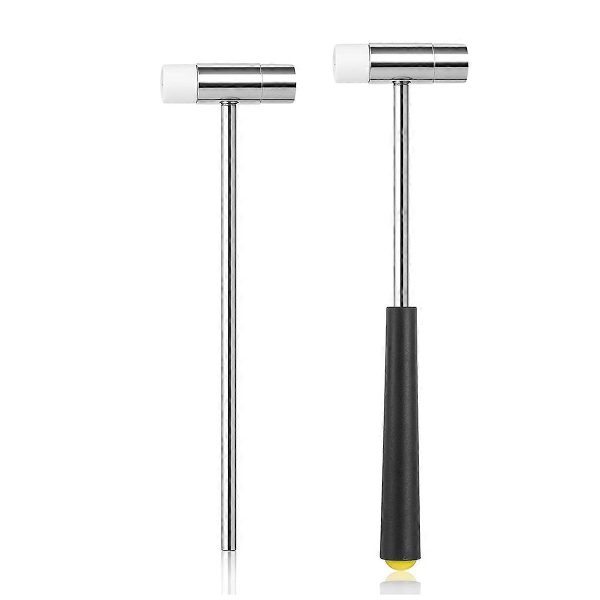 2 Pcs Dual Head Small Hammer, 7 Inches Light Weight Mini Hammer Silicone Head and Metal Head Mini J