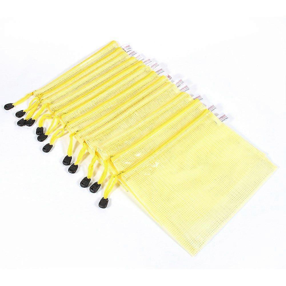 A5 Zipper Bags Zip File Paper Storage Document Folder Protective Bags(yellow)