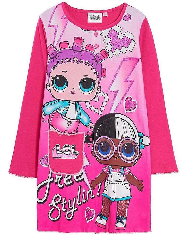 Mädchen HS7535. I06 LOL Überraschung Langarm Nachthemd / Pyjama Fuchsia