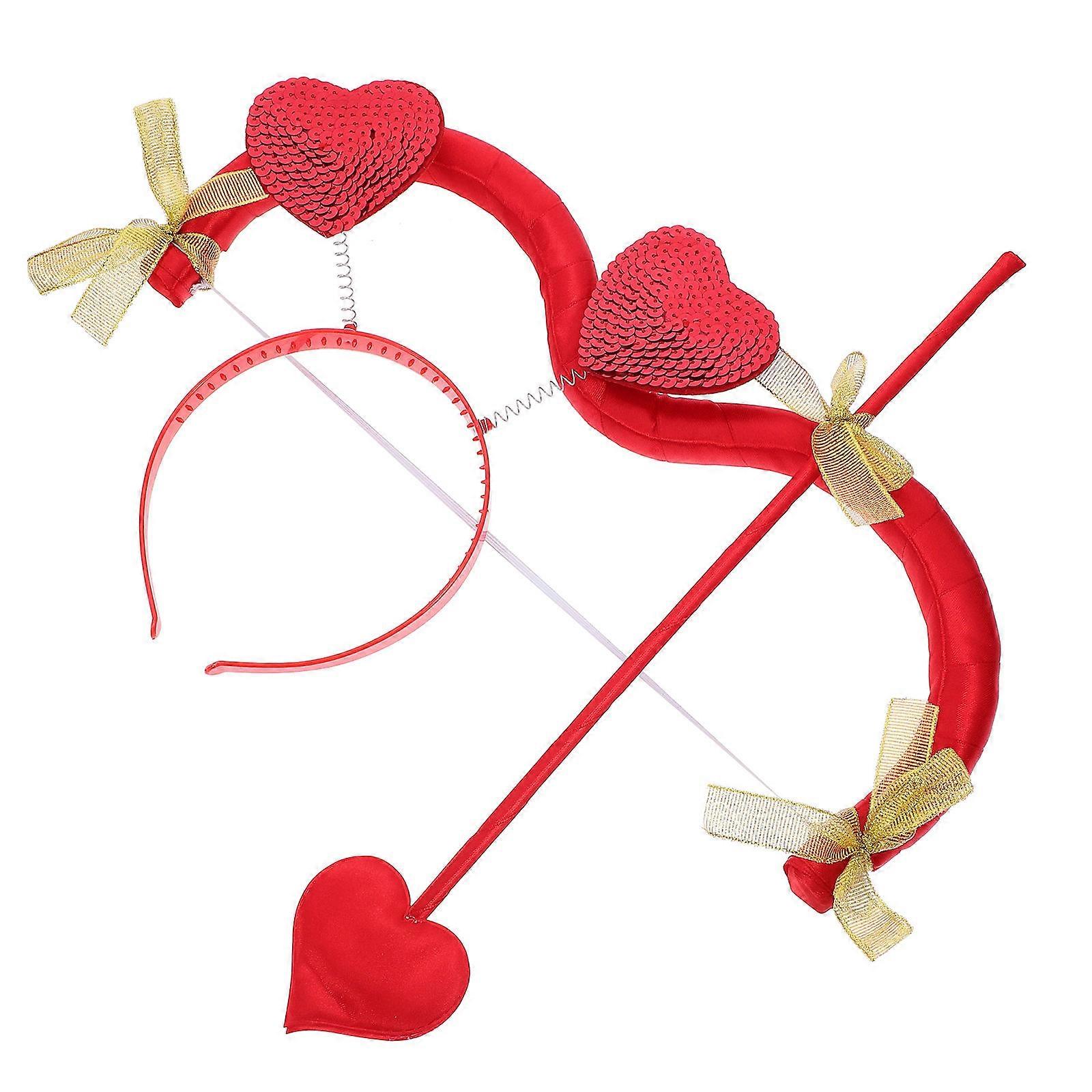 Cupid Cosplay Bow Arrow Headband Set for Party 4Sets Red Fabric