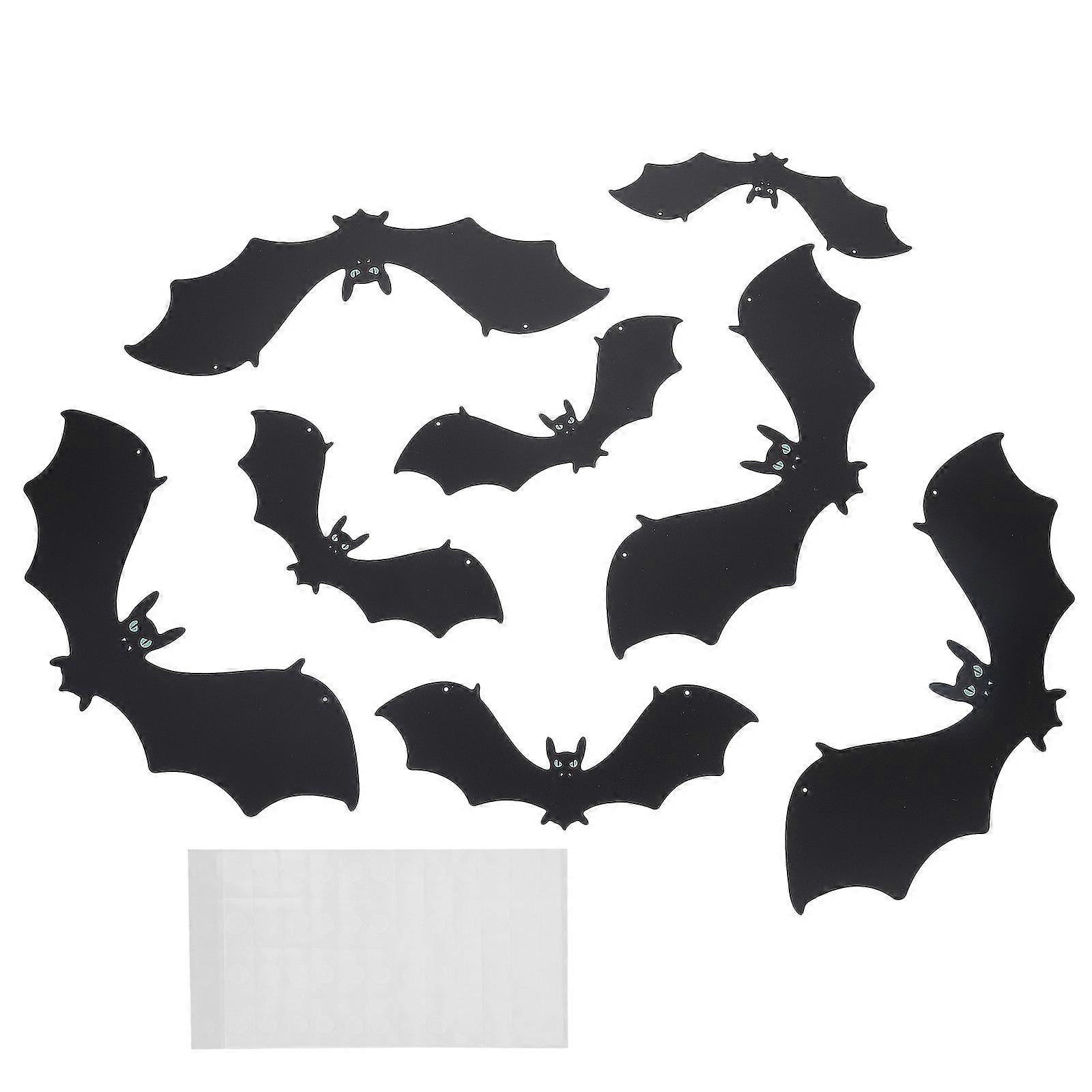 Halloween Bat Decor Hanging Ornament with Luminous Eyes 4Sets for DIY