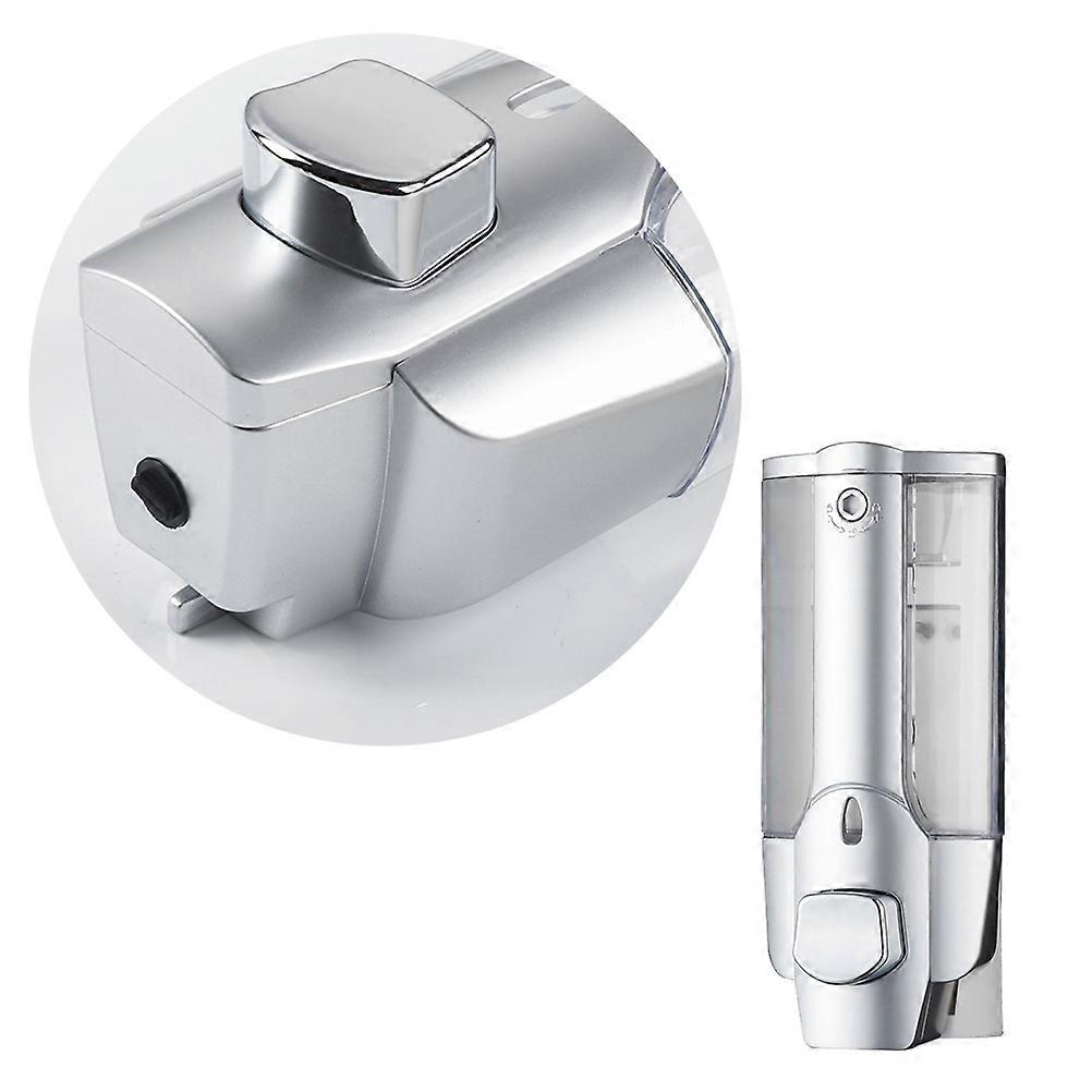 Shampoo Bottle Wall-Mounted Manual Soap Dispenser 2Pcs Plastic Silver