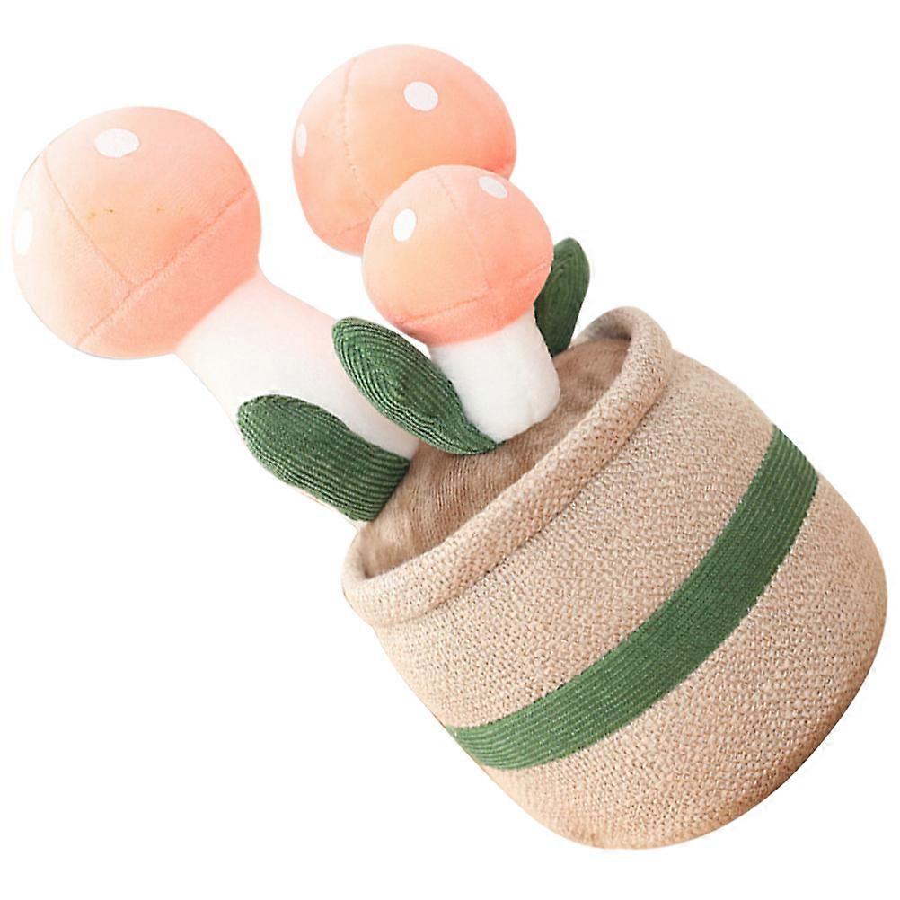 Pink Plush Mushroom Bonsai for Miniature Decorative Plant