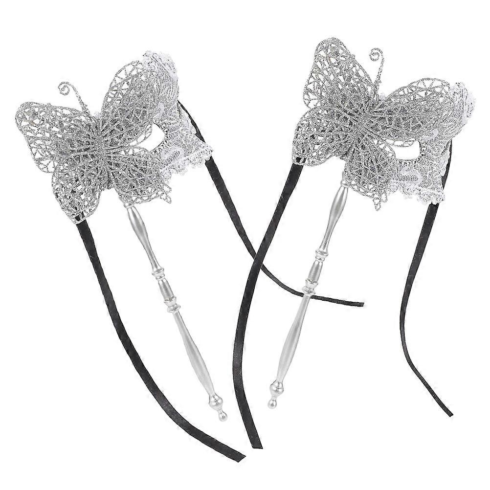 Pattern Masquerade Mask with Stick for Cosplay Party 6Pcs