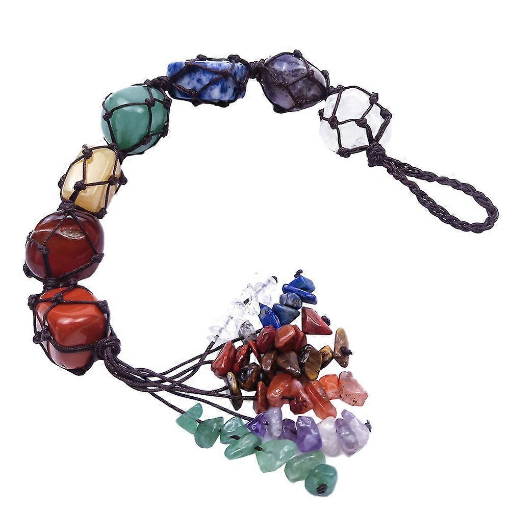 Natural Stone Hanging Pendant Retro Style Car Rearview Mirror Decoration for Party Use Multi Color Hanging 1Pc