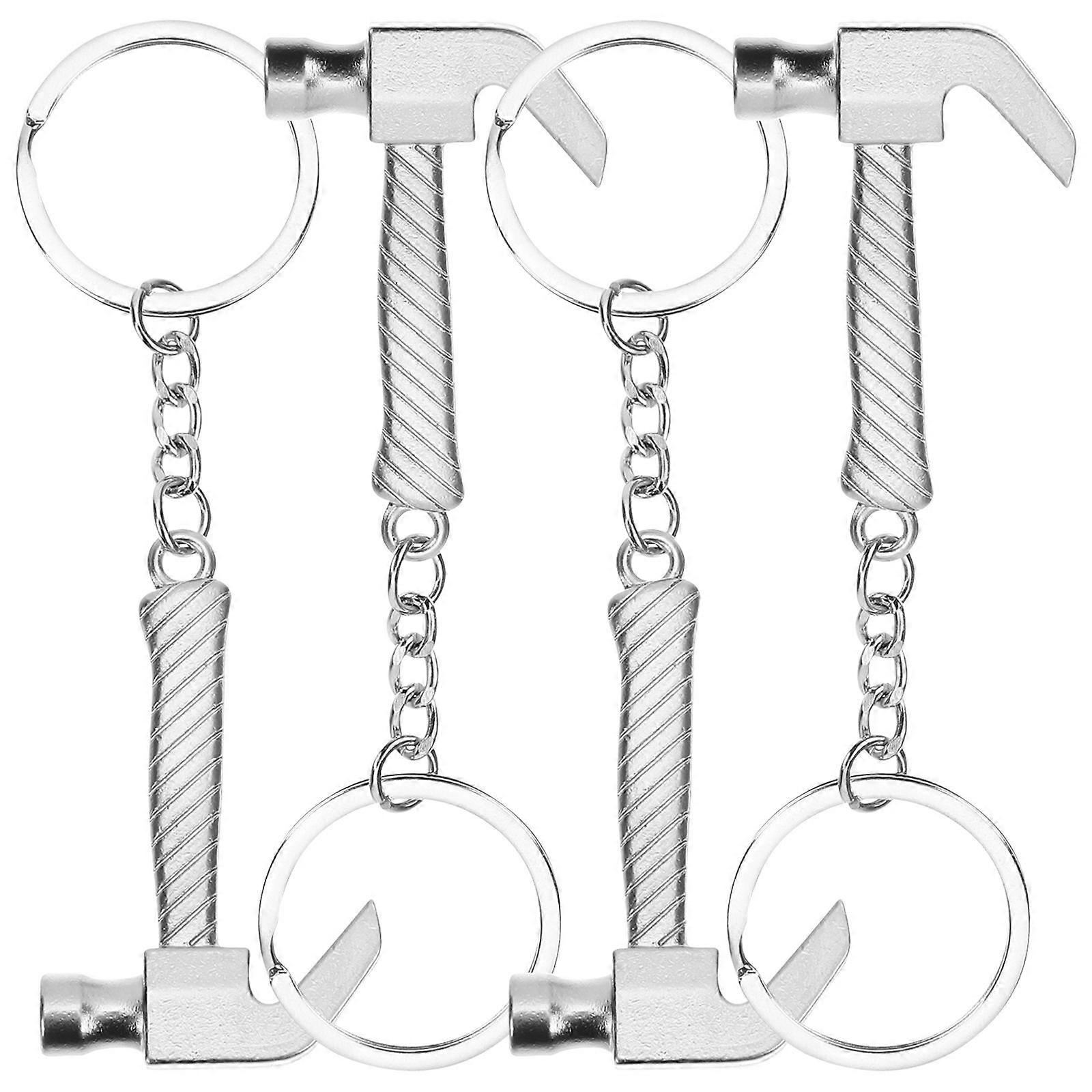 Silver Hammer Model Keychain Practical Key Holder Ring 12Pcs