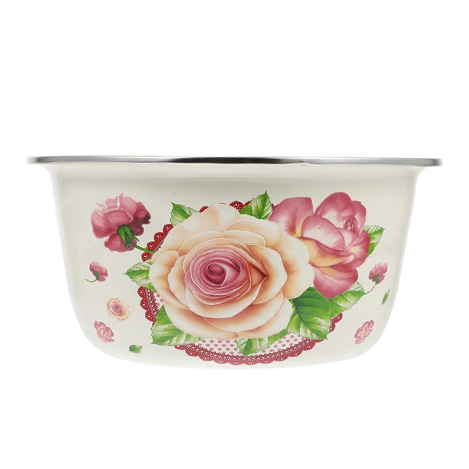 Enamel Kitchen Bowl Suitable For Salad Holding And Rice Storage In Retro Style 1 Pc