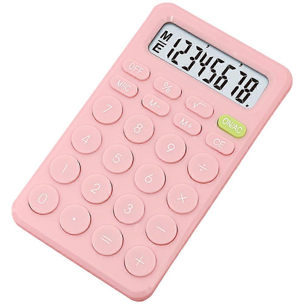 Portable Calculator Student Calculator School Use Pink Non-slip Base 1Pcs