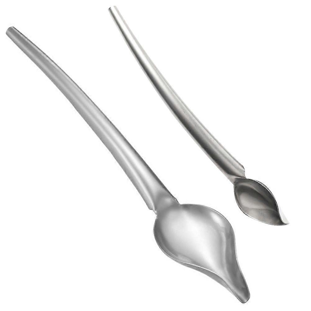 Silver Stainless Steel Chocolate Spoons for Cake Decorating 4Pcs Set