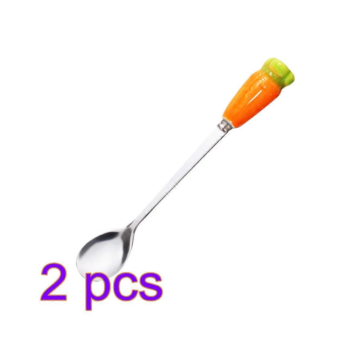 Colher de servir de aço inoxidável com cabo de cerâmica de rabanete para sobremesa