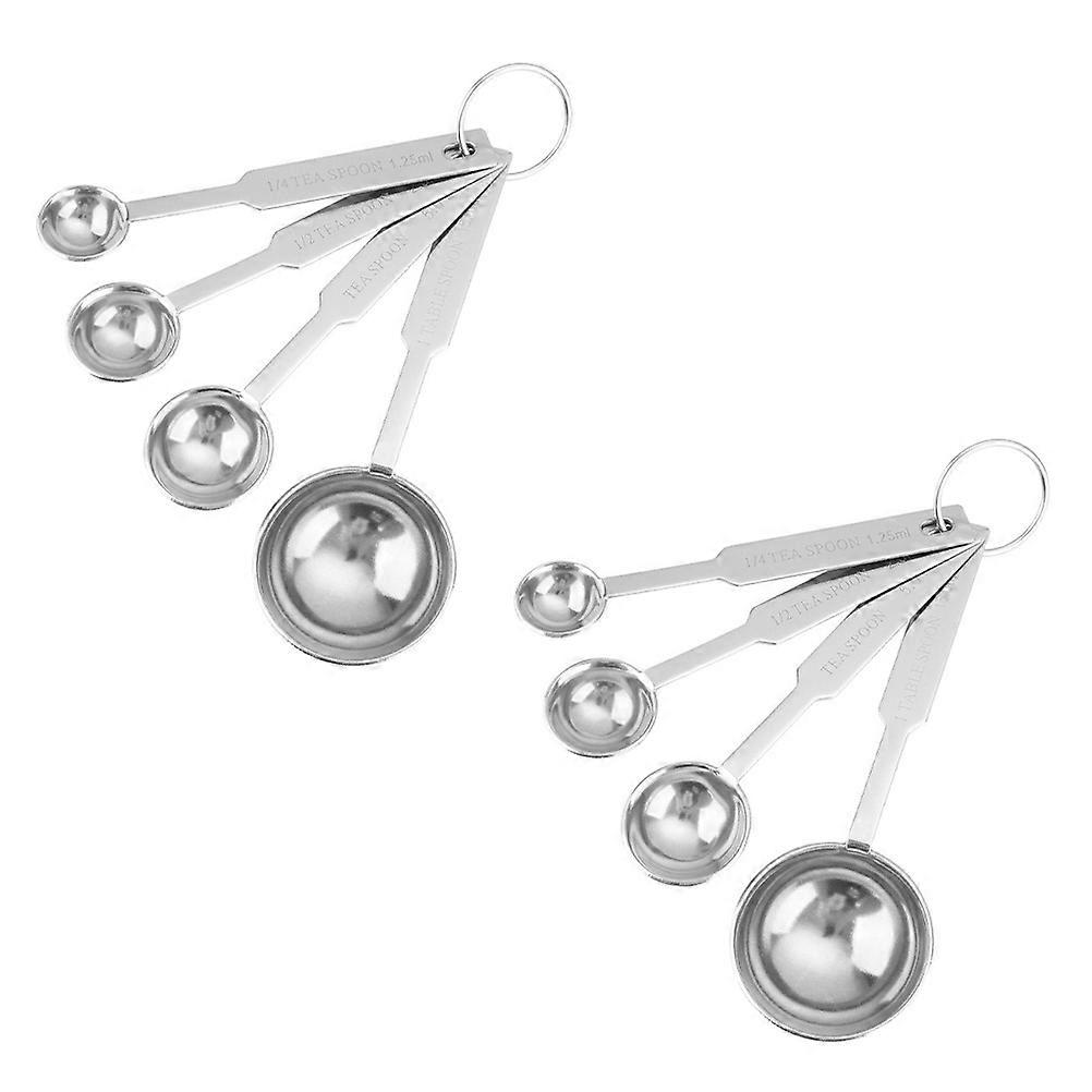 Kitchen Measuring Cups For Cooking And Baking Ergonomic Design Silver 4 Sets Measuring Powder