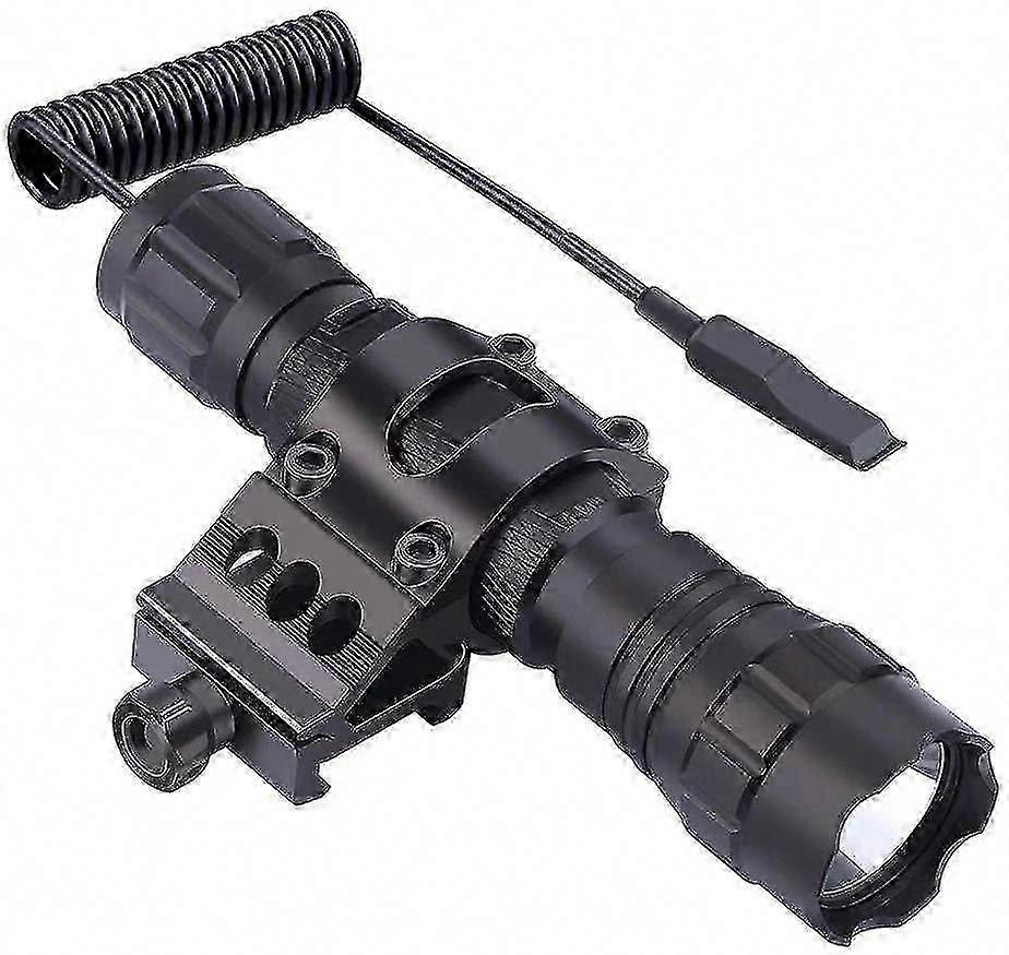 Tactical LED Flashlight with Push Button, 45mm Rail Mount, Offset Ring