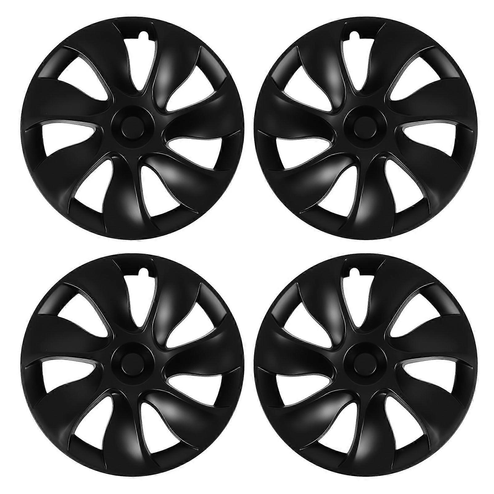 4 Pcs 19 Inch Wheel Hub Cap Matte Black Fully Wrap Rim Protector Trim High Strength Replacement for Tesla Model Y 2020 to 2023 Symmetrical