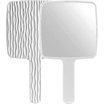 Specchio portatile Specchio portatile con manico per il trucco Specchio portatile carino adatto per radersi, uomini e donne in viaggio (bianco)