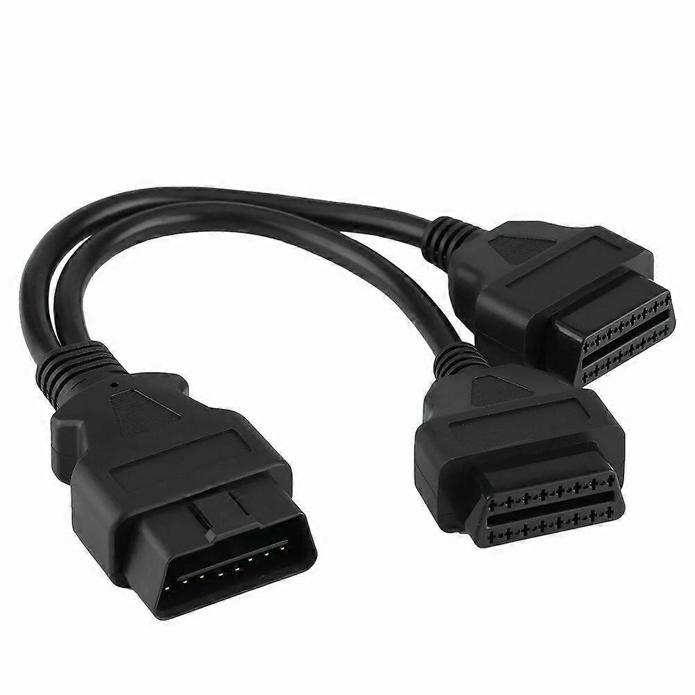 Universal OBD2 Y-Splitter Cable - 16-Pin Male to Dual Female Extension Adapter (30cm)
