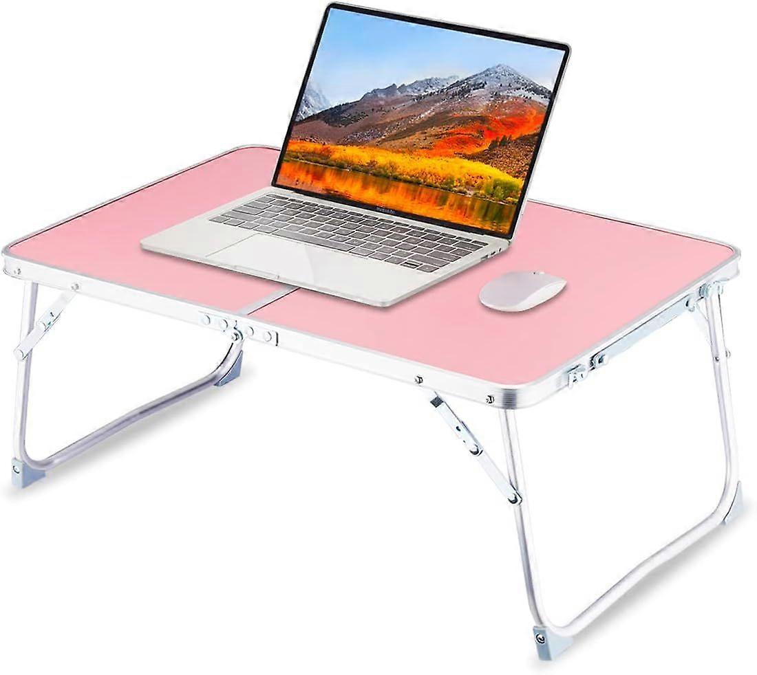 Foldable Laptop Desk - Portable Mini Camping Table with Storage, Breakfast Bed Tray, Lap Desk & Reading Rack (Pink)