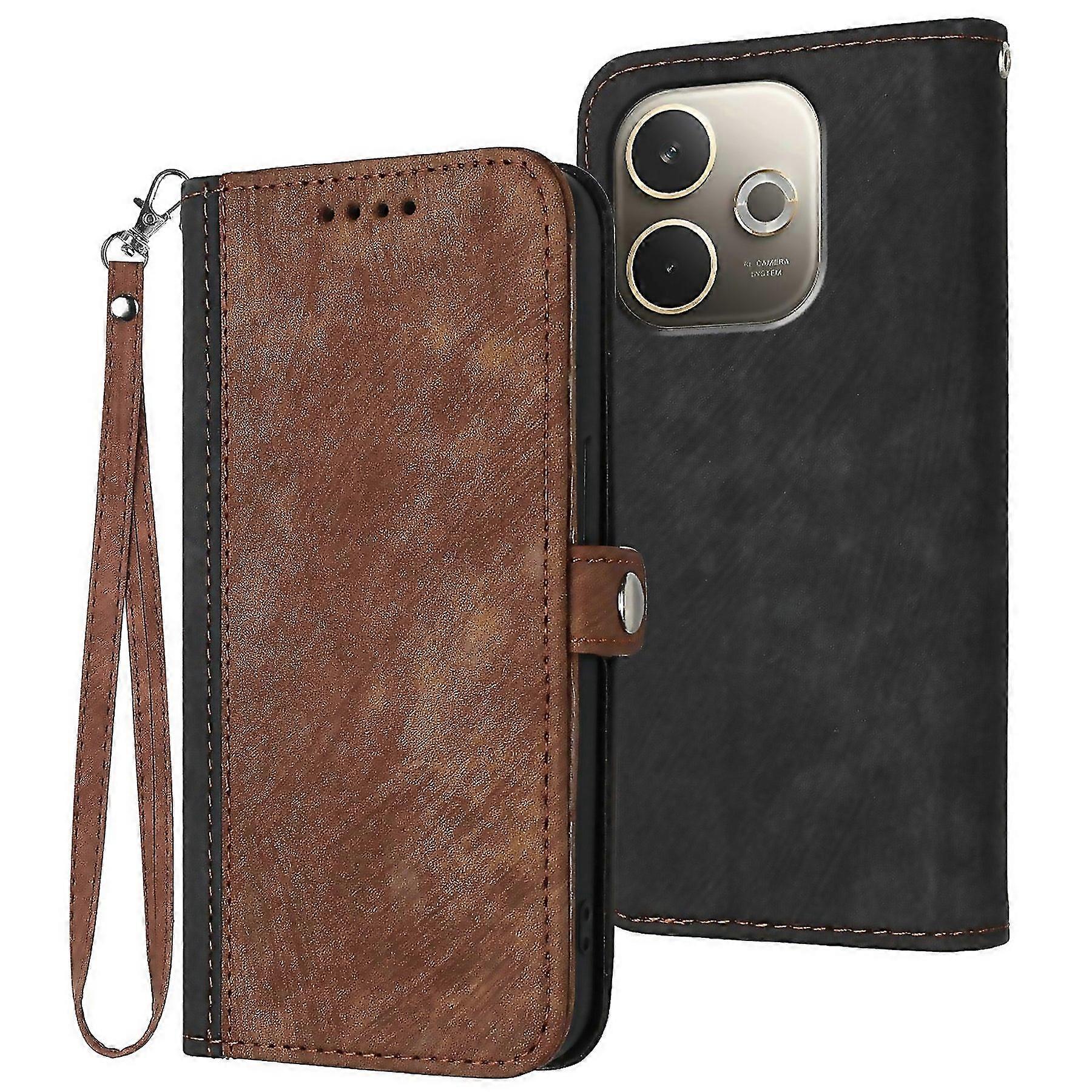 For Side Buckle Double Fold Hand Strap Leather Phone