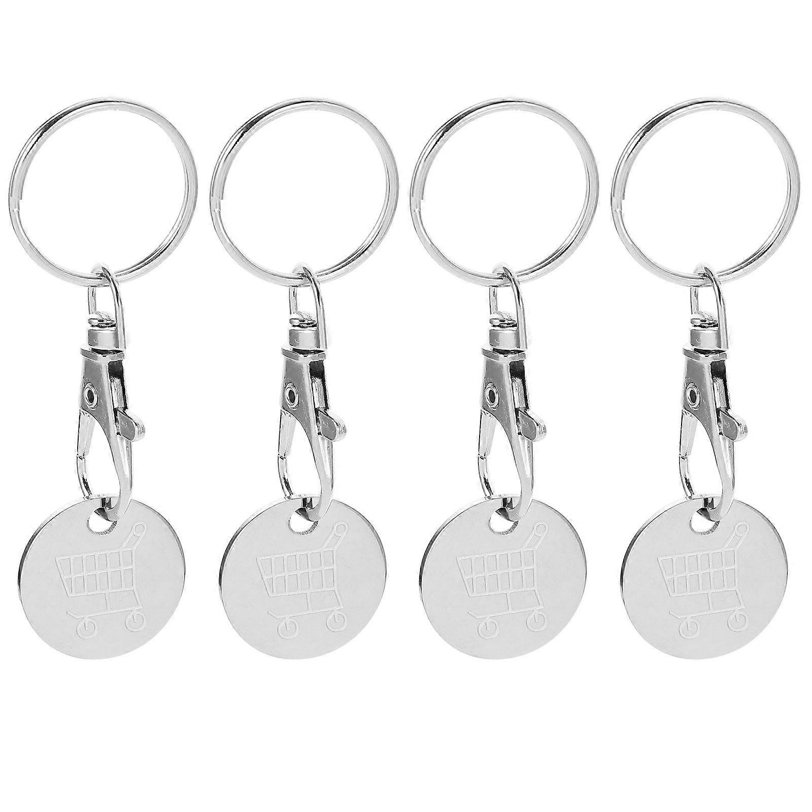 4pcs Shopping Trolley Token Keychain Shopping Trolley Token Pendant Keyring for Shopping