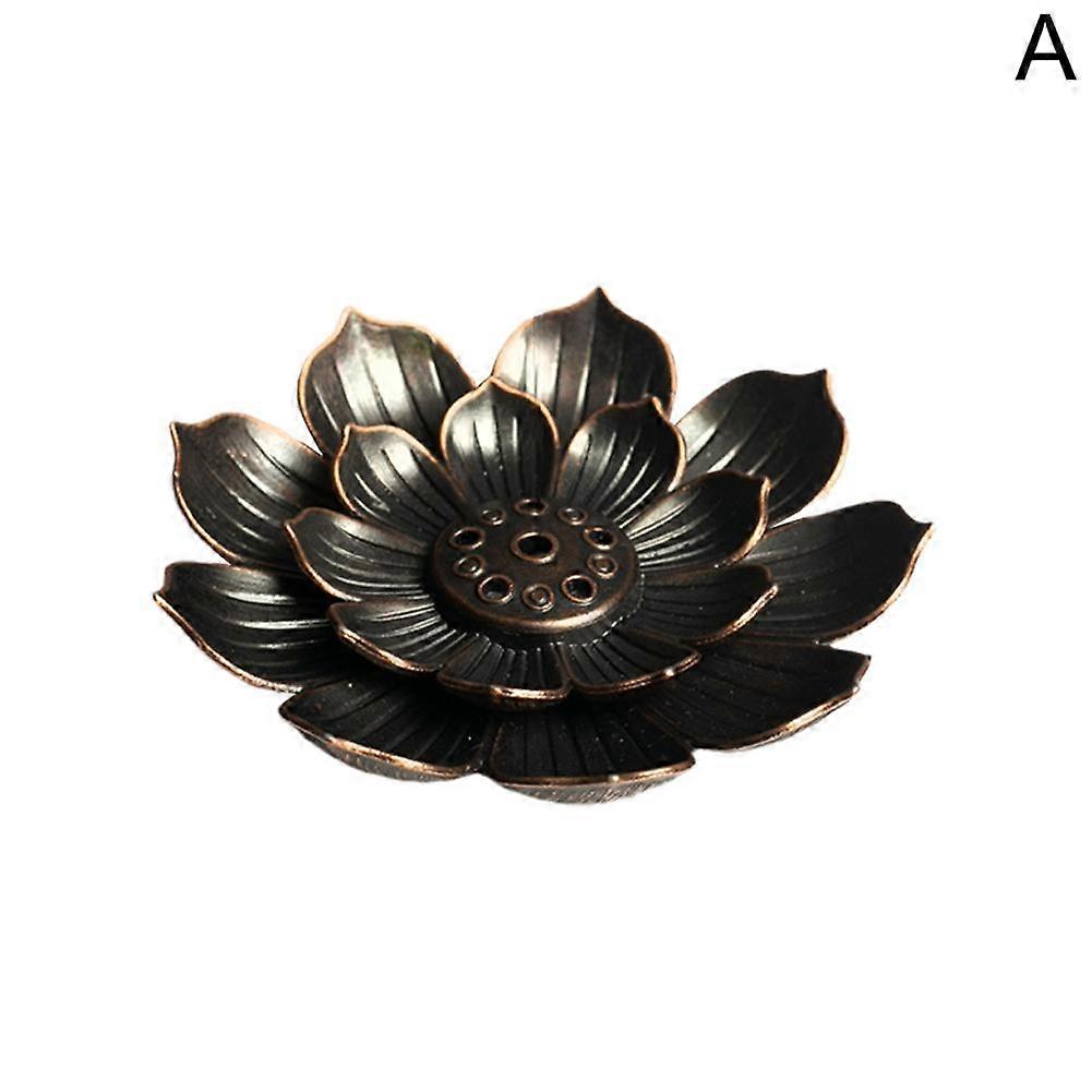 Lotus Design Alloy Incense Burner Holder with Perforated Base for Secure Stick Placement and Decorative Ambiance