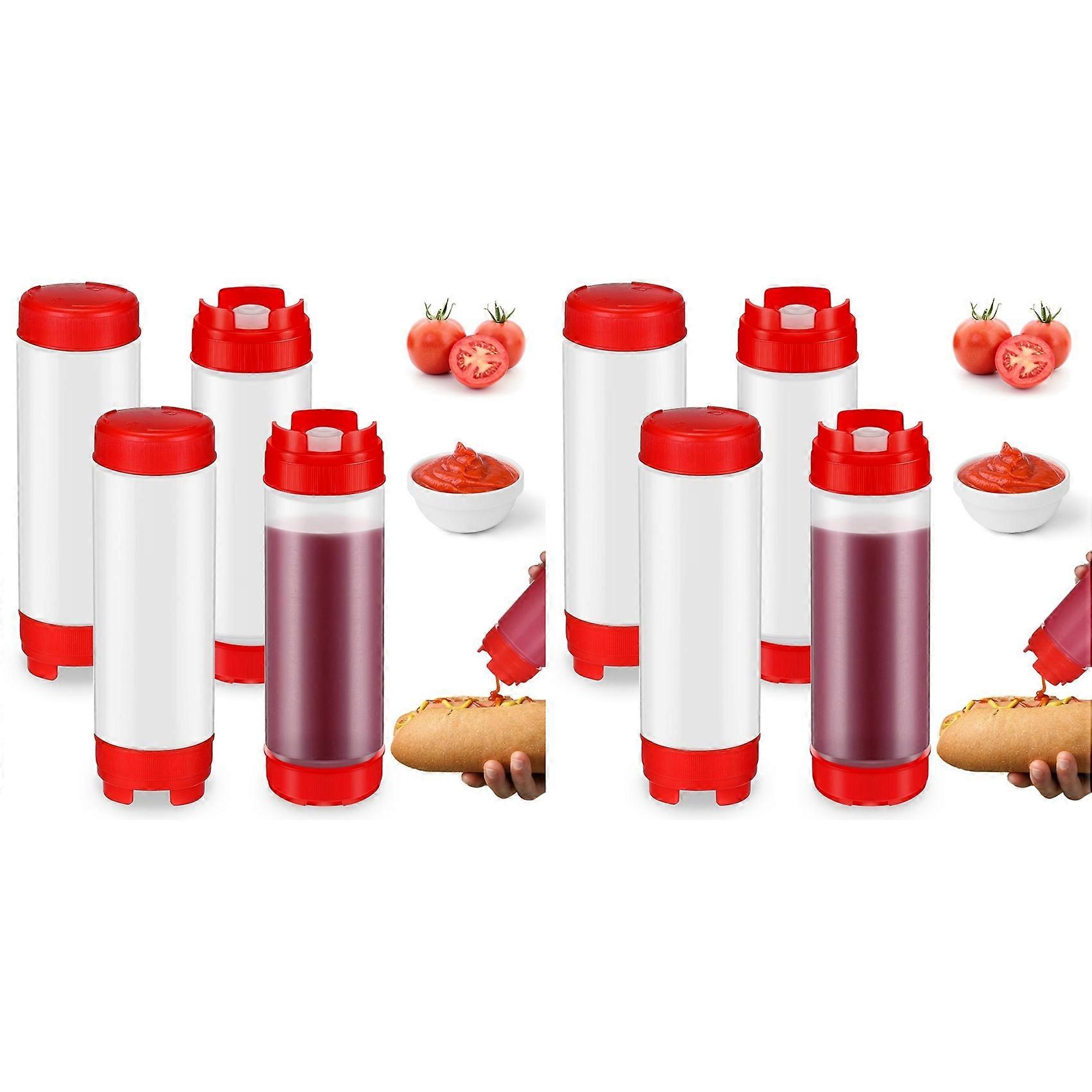 8Pcs Squeeze Bottles Refillable 20 Oz,Inverted Plastic Tip Large Valve Dispenser Condiment Squeeze Bottle