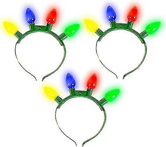 3 Pack Christmas Flashing Light Bulb Headband