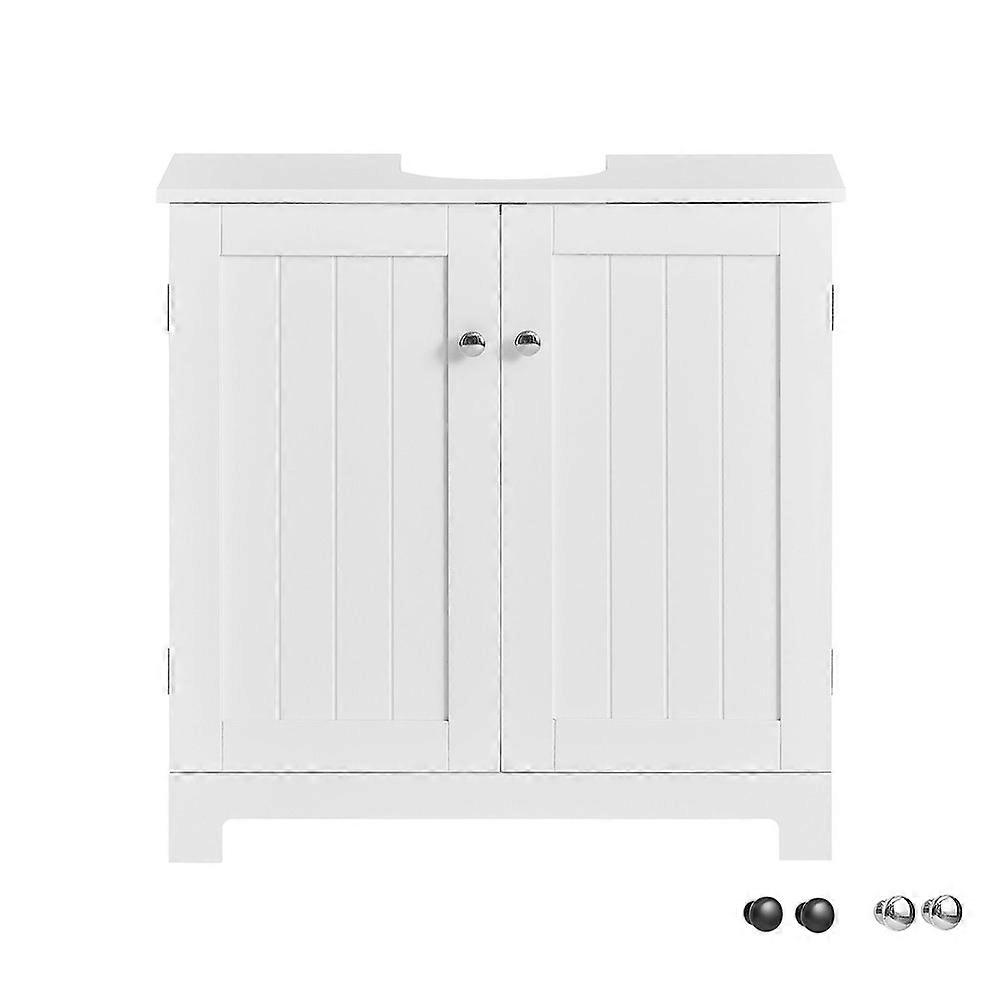 SoBuy BZR18-II-W，水槽下浴室柜，浴室储物柜，带门和可调节搁板，适用于基座水槽