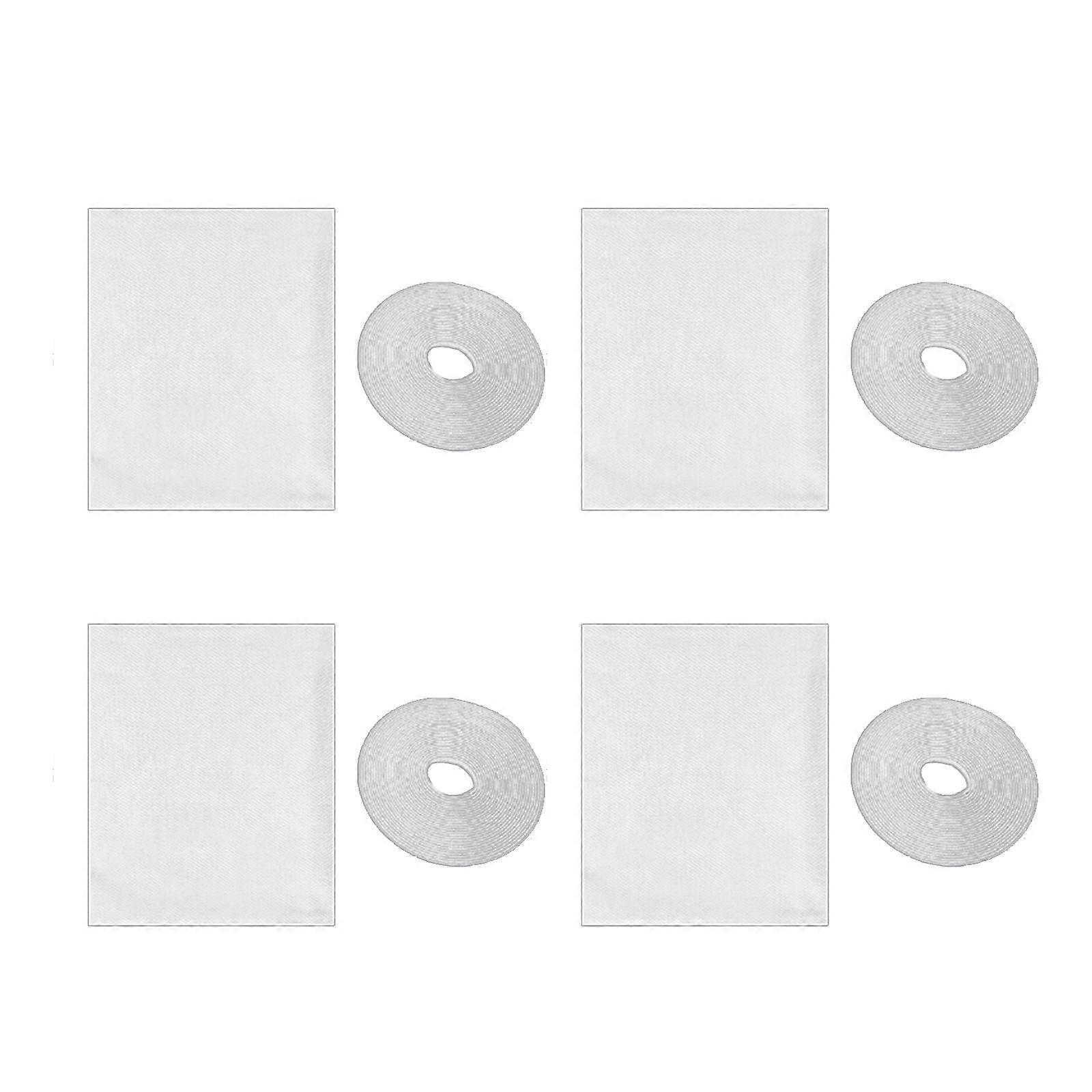 4 Set DIY Window Screen Curtain,Mesh Nettings Window Screen with Selfs-Adhesive Hook Tape Suitable for Multiple Window  White