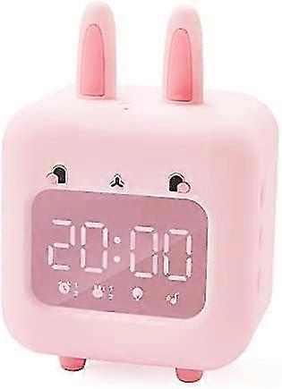 لطيف الأرنب المنبه ، الأطفال الأرنب الحلو يستيقظ الضوء ، المنبه ، ضوء الليل لغرفة نوم الفتاة ، ساعة مدرب النوم ، هدية عيد ميلاد (الوردي) - eyzi