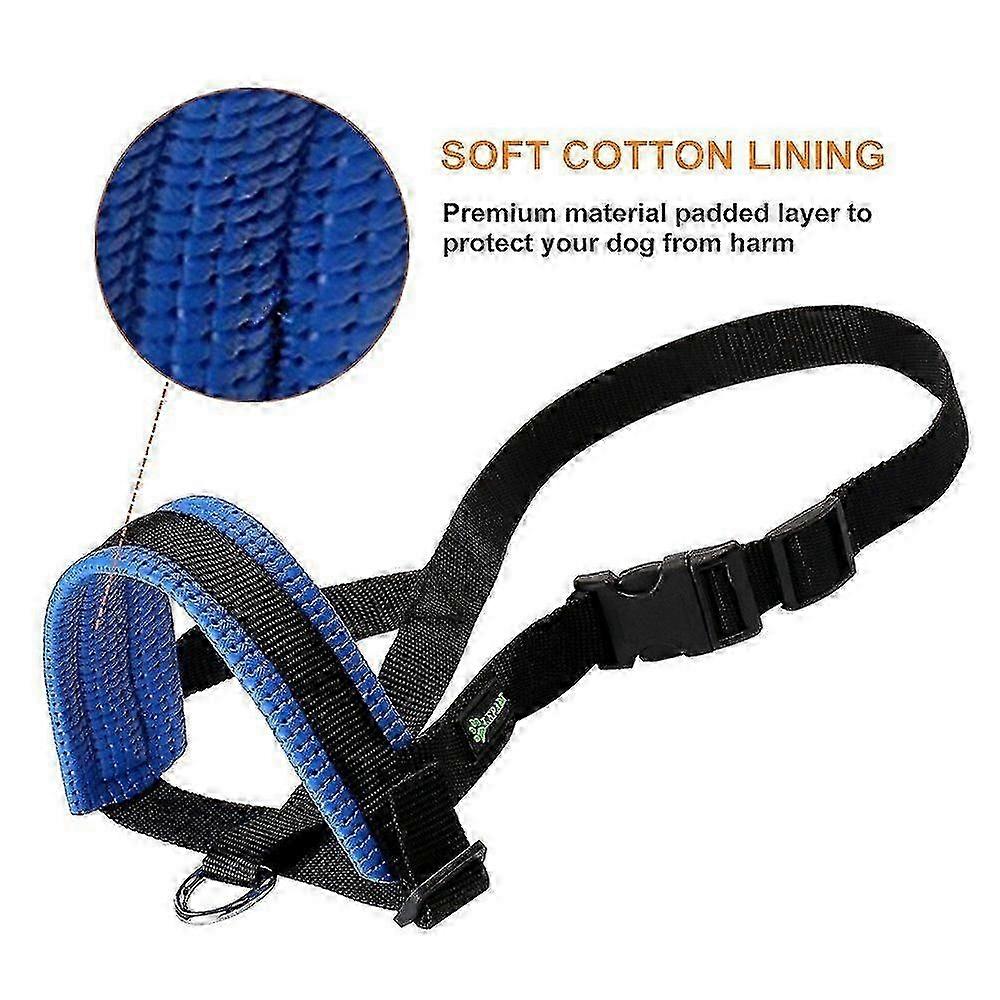 Secure head strap muzzle for small medium large dogs - black