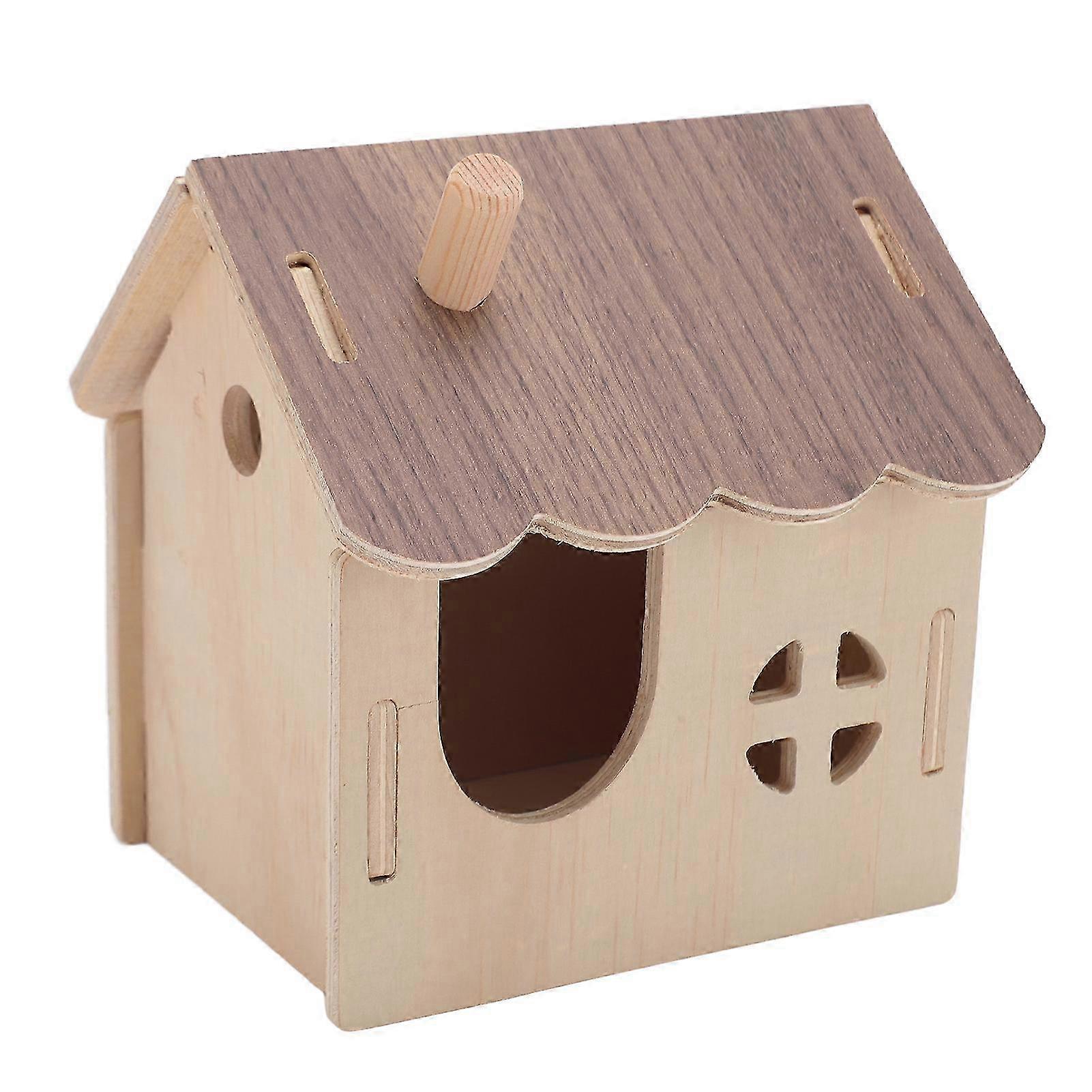 Eco-Friendly Wooden Hamster House with Ventilation, Large Space Hideout for Guinea Pigs & Small Pets