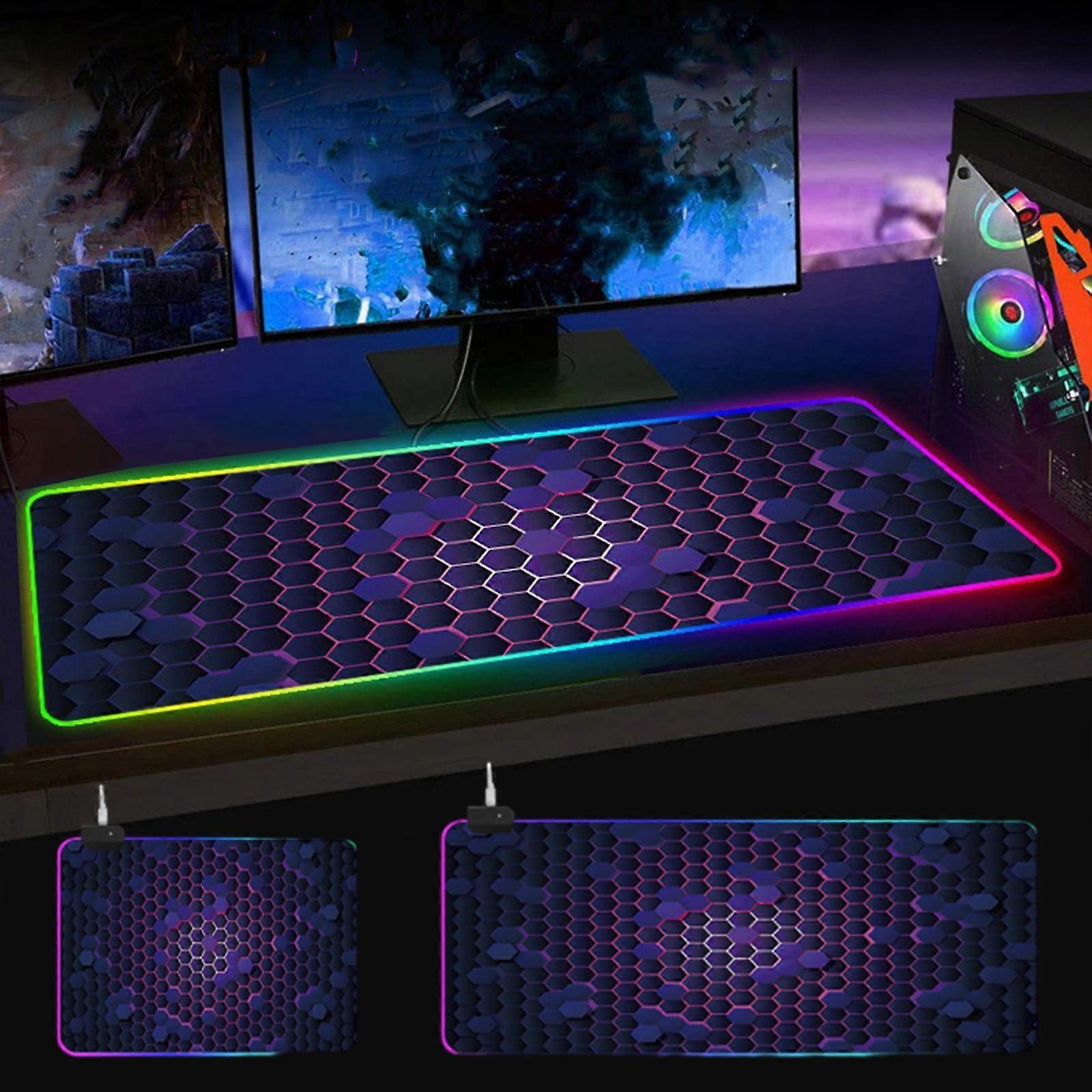 Jacenvly 2024 New Illuminated Mouse Pad with 14 RGB Phantom Lights, Non-Slip Rubber Bottom, Compatible with Gaming Keyboards