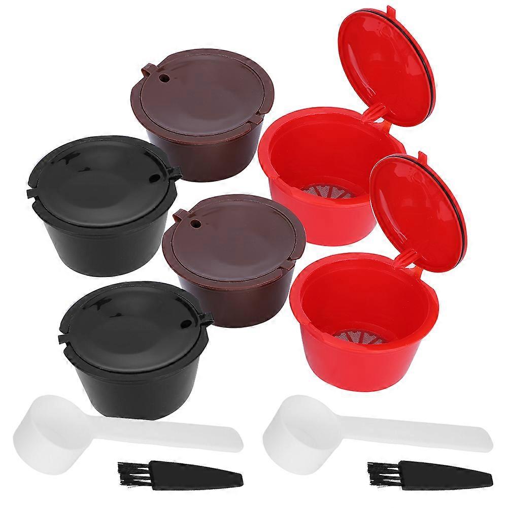 Reusable Refillable Coffee Capsule Filter Cup with Spoon Brush Set Cafe Tools for Dolce Gusto