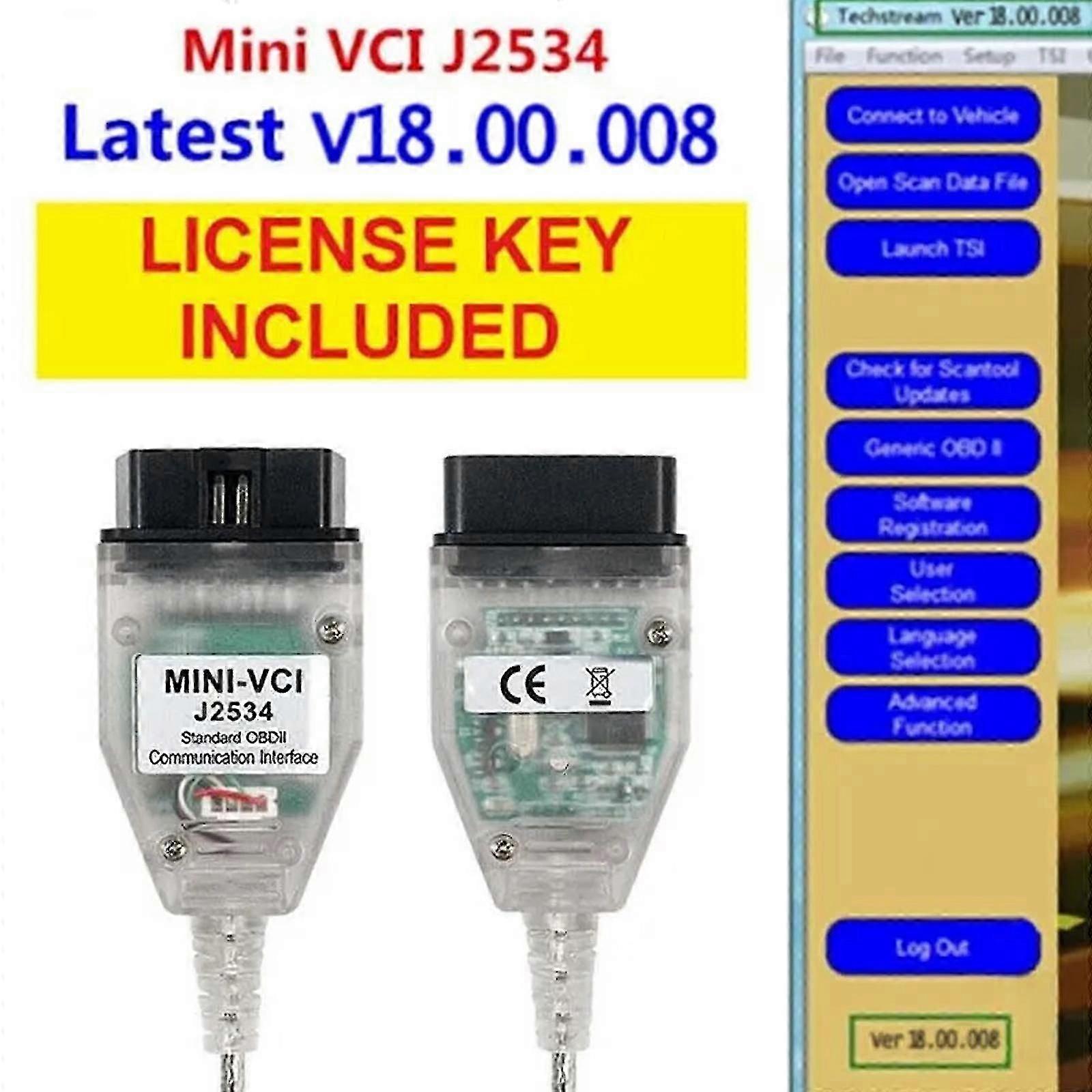 2024 MINI VCI TIS Techstream V18.00.008 J2534 Cable for Toyota Diagnostics & Programming