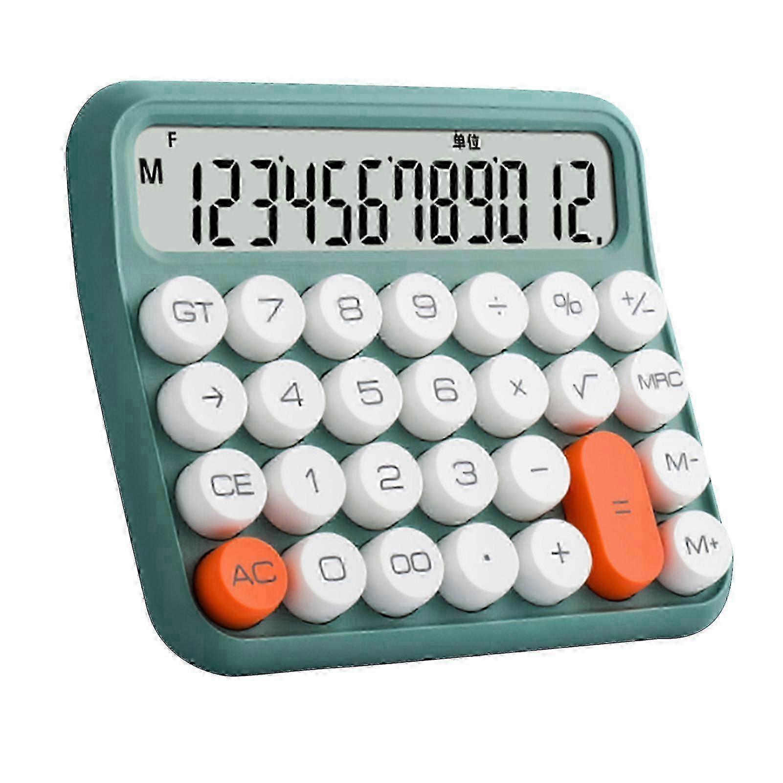 12 Digit Calculator Large LCD Display Big Button Standard Mechanical Switch for Office School Home Olive Green