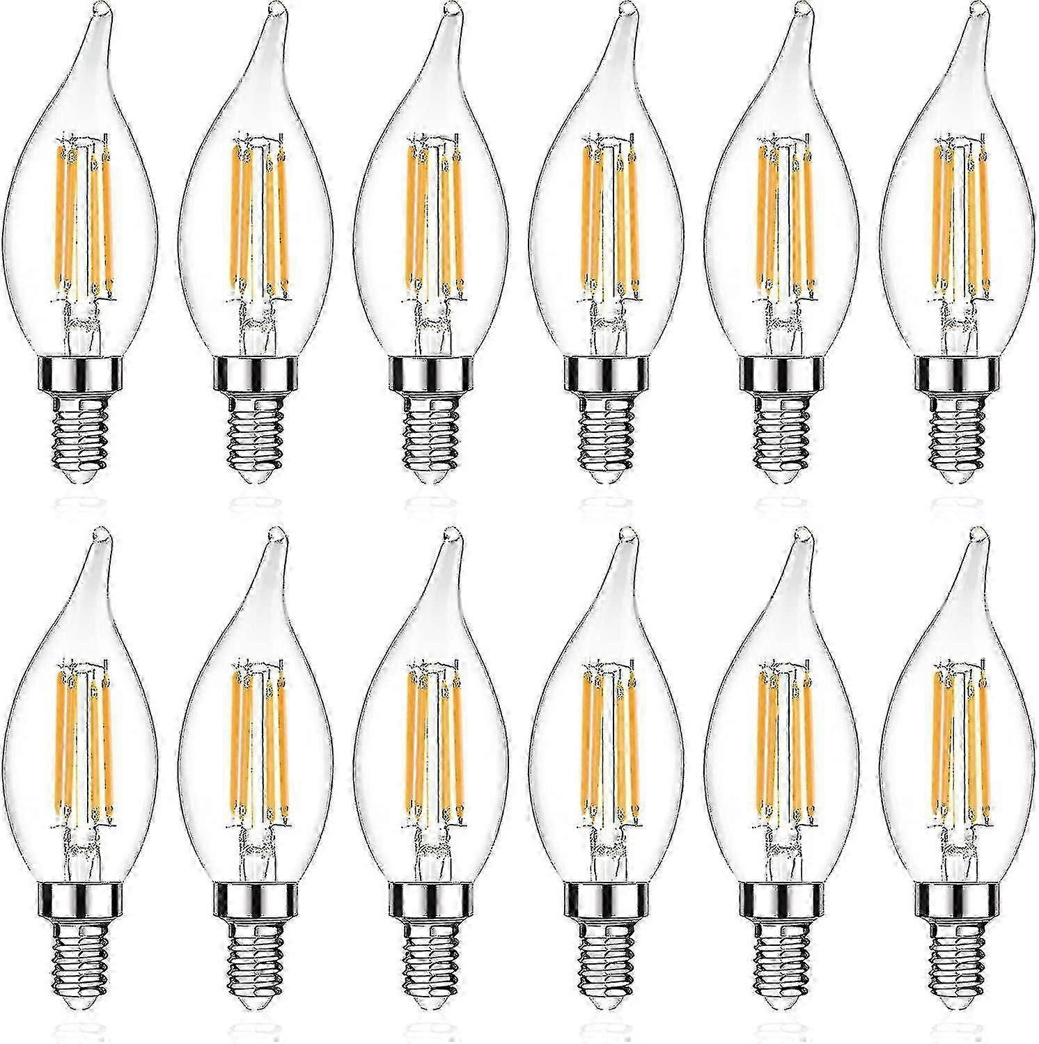 Ampoule LED candélabre E12, ampoule décorative à filament LED, culot E12, non variable, lot de 12