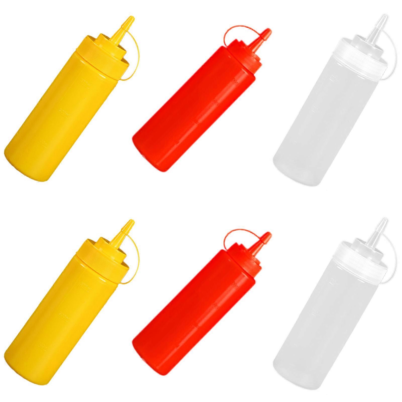 Pack of 6 Condiment Squeeze Bottles 360ml Food Grade Plastic Seasoning Storage Containers  Three colors
