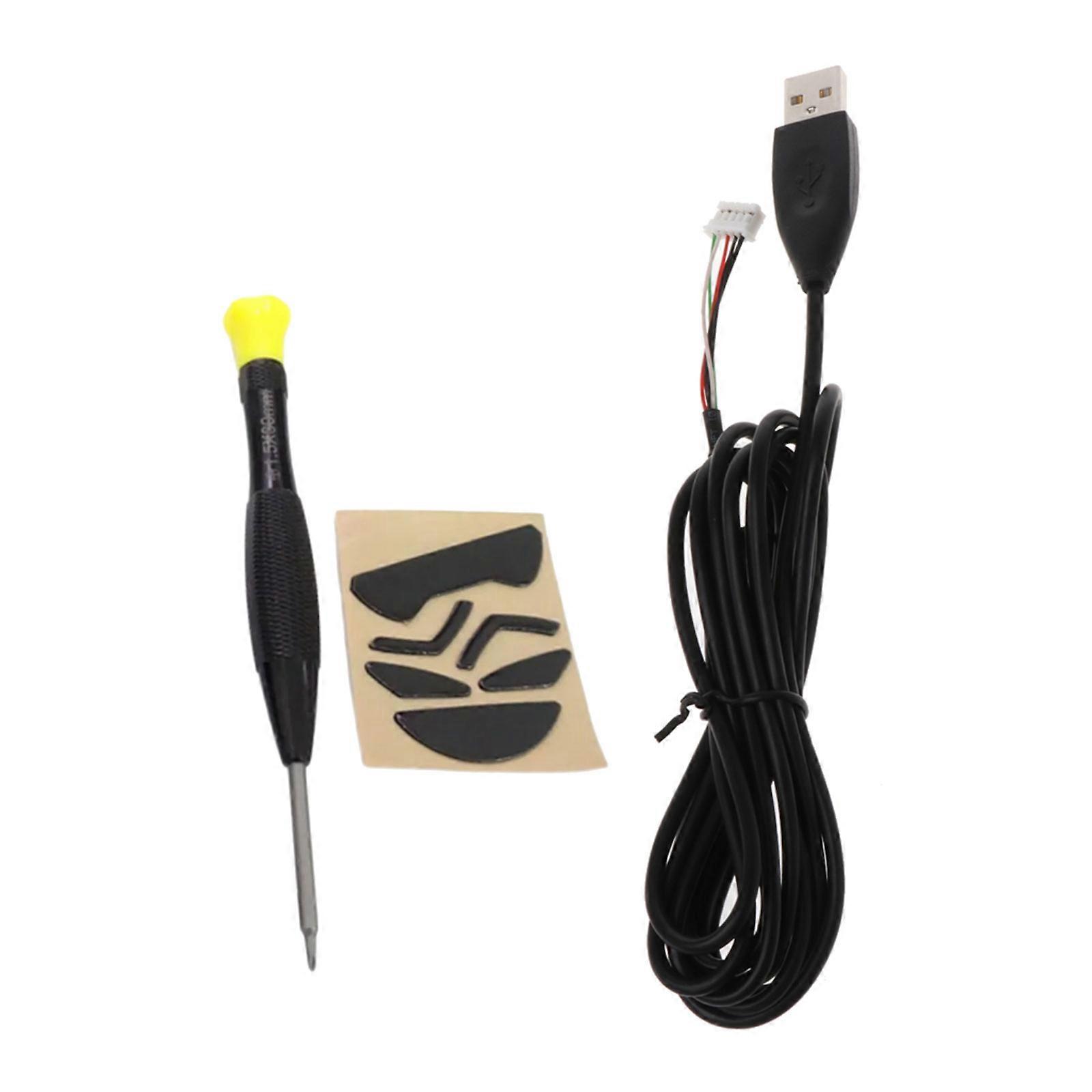 For G302 G303 Mouse Cable Replacement Set With Anti Frictions Feet Skates And Precise Screwdriver Multicolor