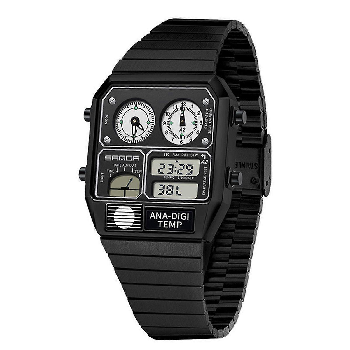 Digital Watch for Men Themes Multifunctional Wristwatch with Temperature Stopwatch Dual Time and Ca