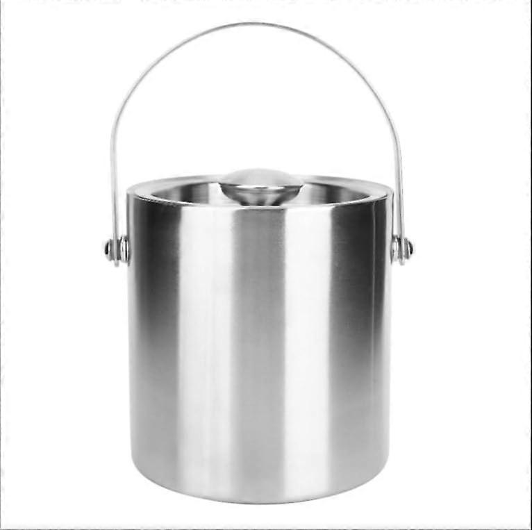 Stainless Steel Insulated Ice Bucket 2L DoubleWall with Lid for Home Bar Parties