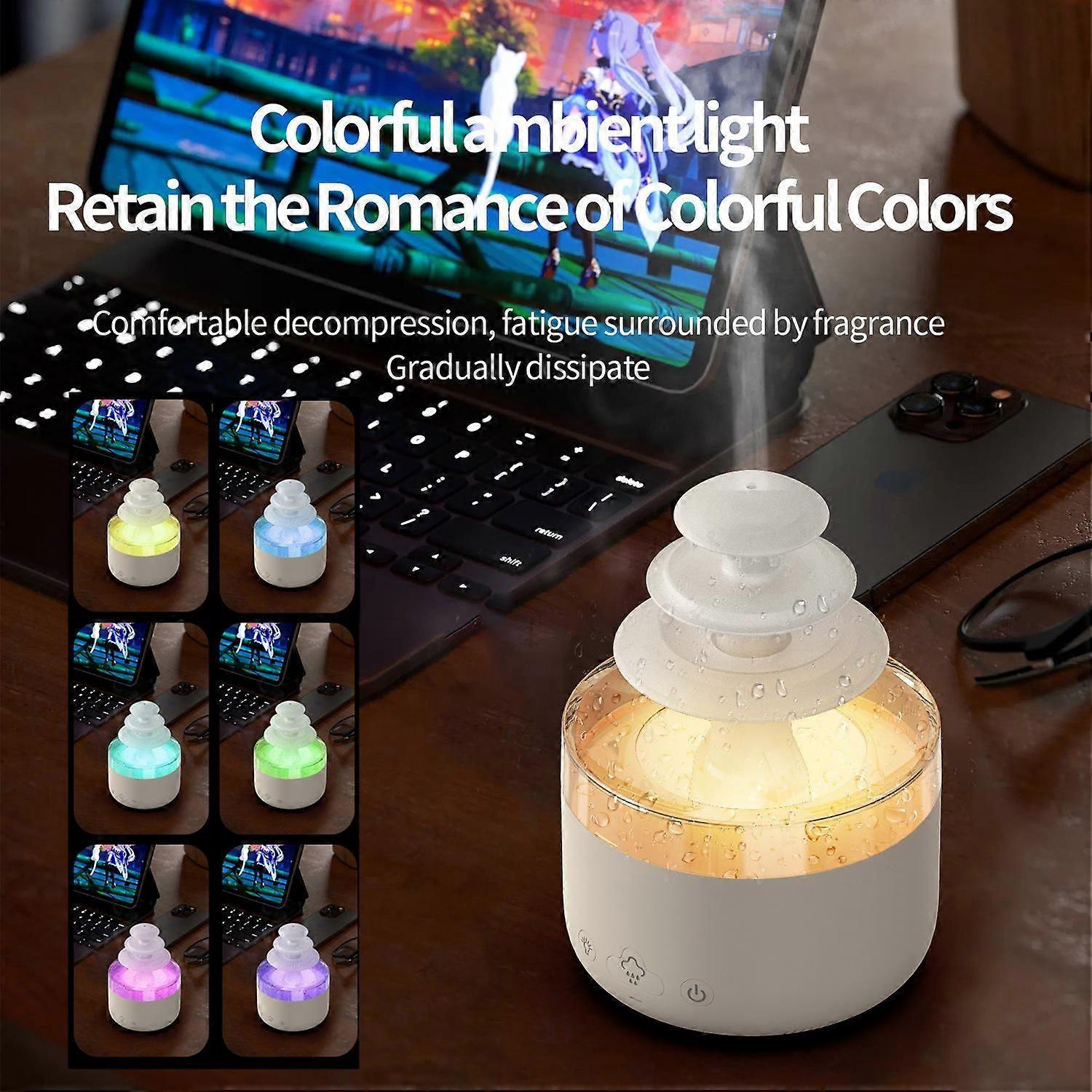 Raindrop Aromatherapy Machine, Desktop Essential Oil Diffuser, Humidifier, Large-Capacity Home Ambient Light Fragrance Sprayer