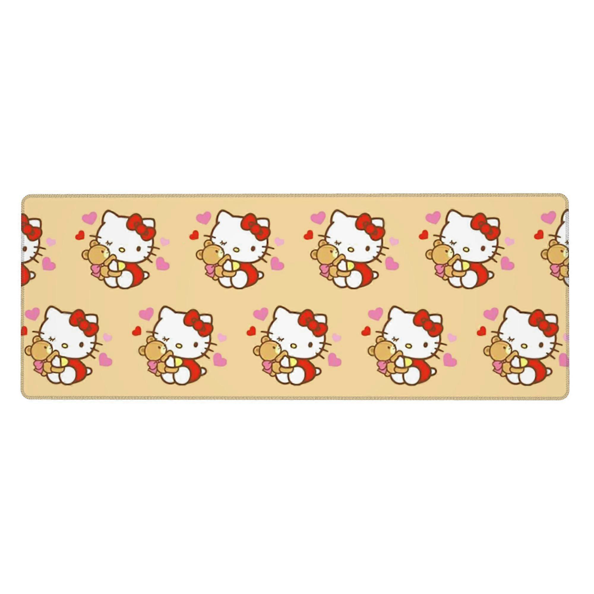 Hello Kitty Extra Large Rubber Keyboard Pad Square Waterproof Desk Pad Suitable for Desktop Decoration Desk Accessories 12x31.5in (Horizontal)