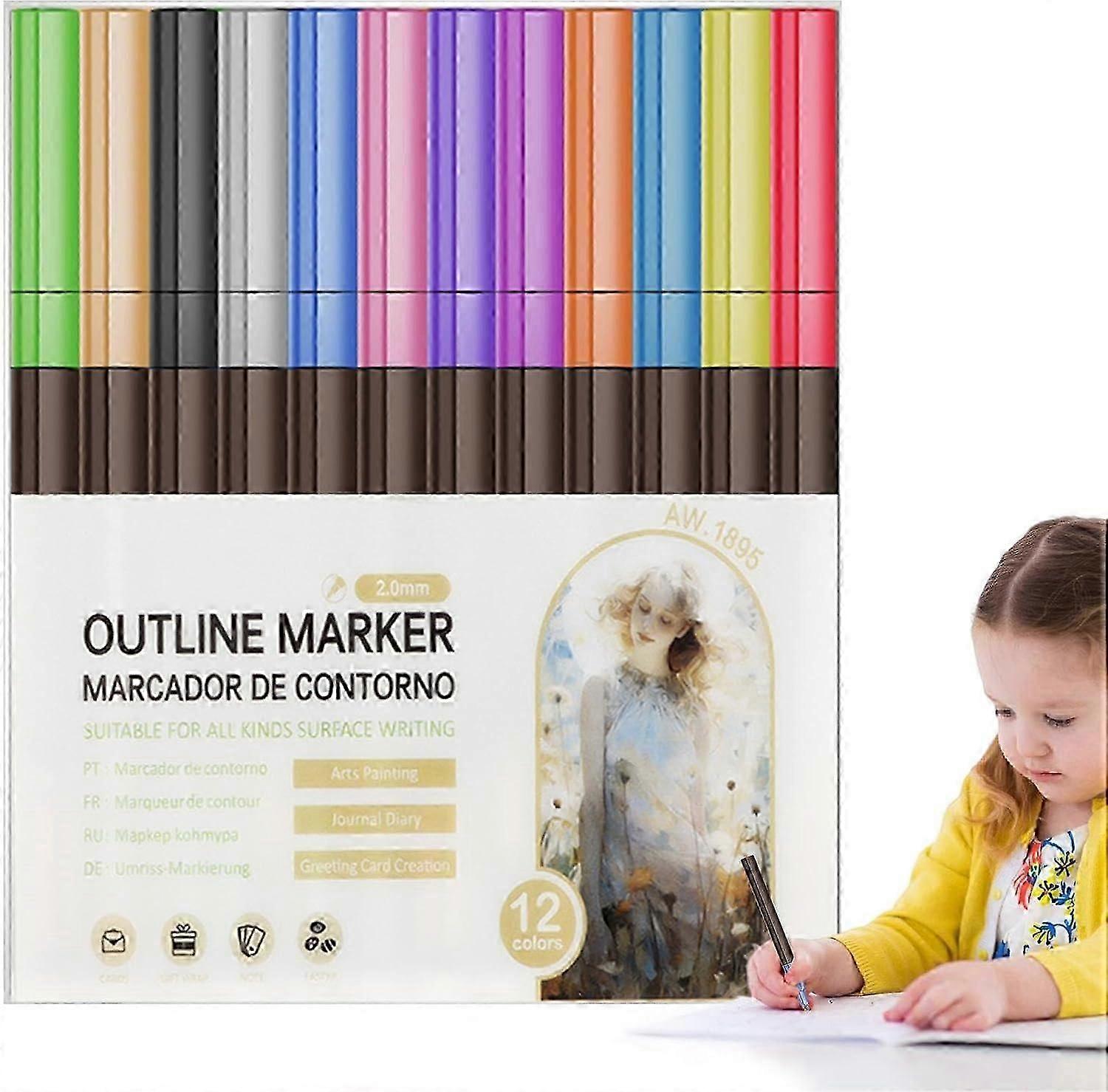 Marker Pen for Highlight, Dual-Line Highlighter Glitter Gel Sparkle Markers New