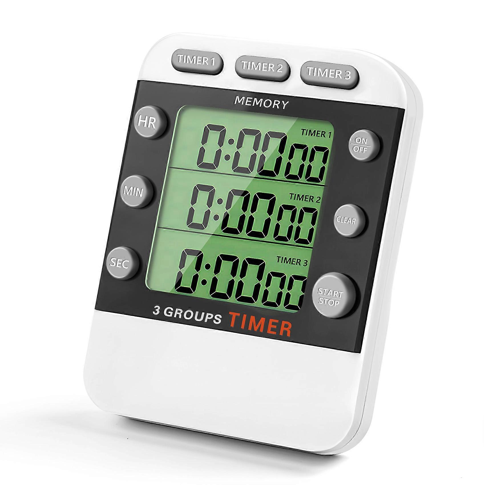 Digital Dual Kitchen Timer, 3 Channels Count UP/Down Timer, Triple Cooking Timer, Large Display, Loud Volume Alarm