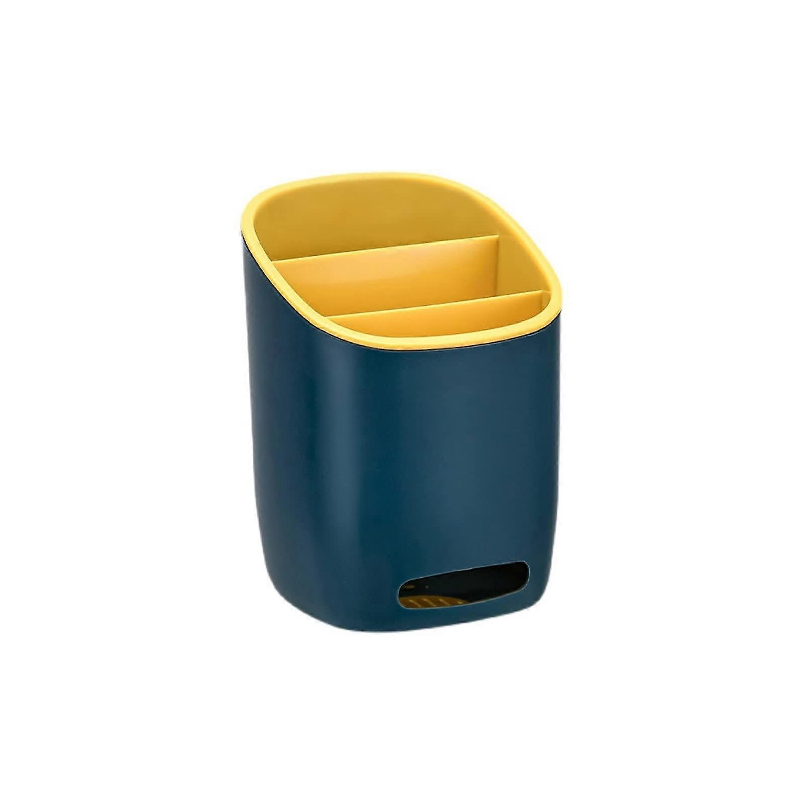 Flatware Organizer with Drainage Holes Utensil Holder for Kitchen Multifunctional Blue Storage Box