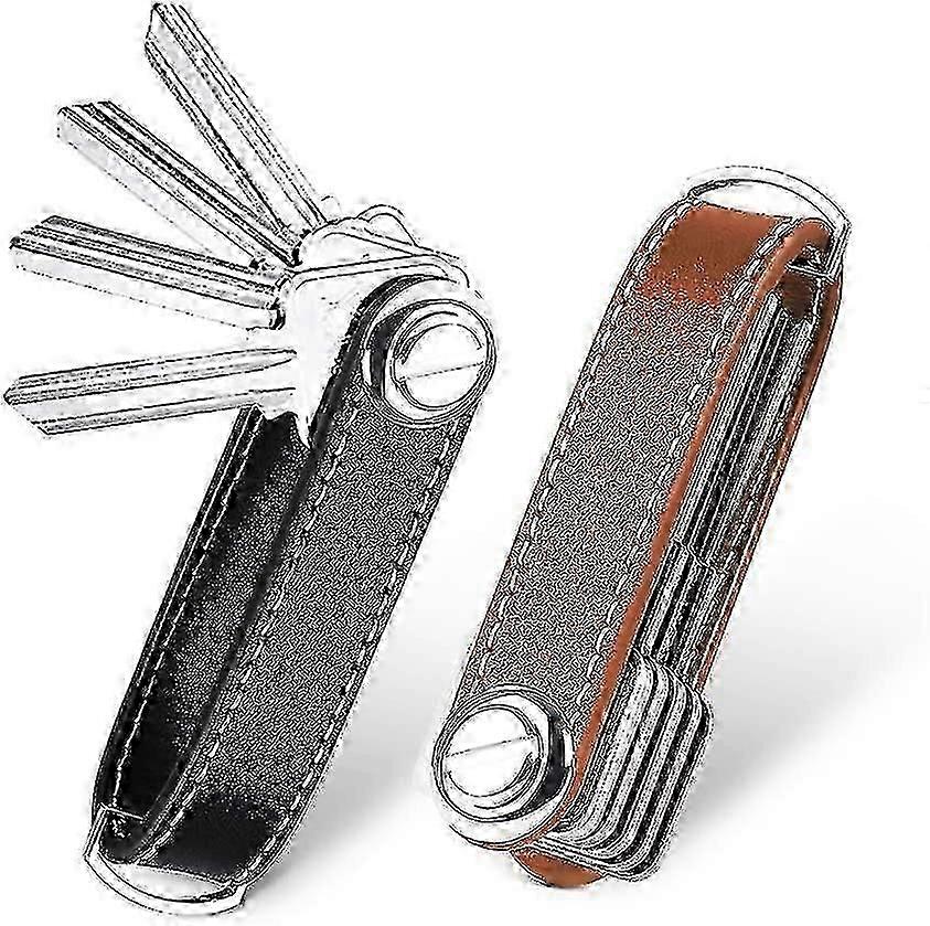 2 Pack Key Organiser Key Ring Genuine Leather Pocket Smart Key Holder With Stylish. Functional And Practical Gift Box For 7-9 Multiple Keys