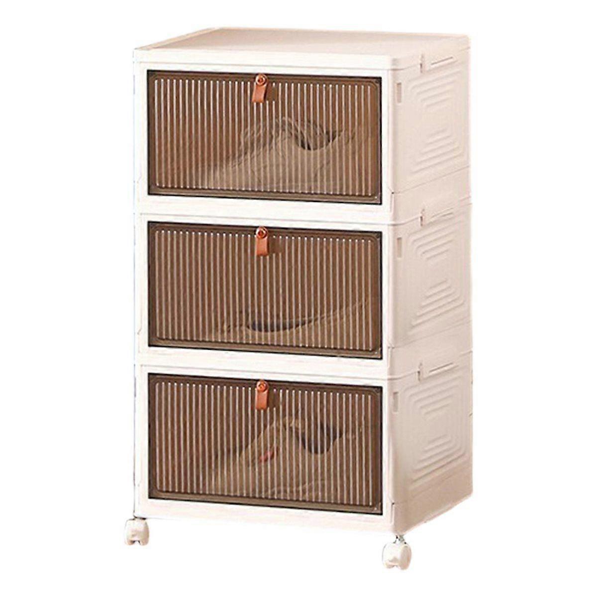 3/4 Tier Stackable Storage Boxes with Lids,Sturdy PP Matterial, Foldable Plastic Storage Unit for Toys/ Clothes A