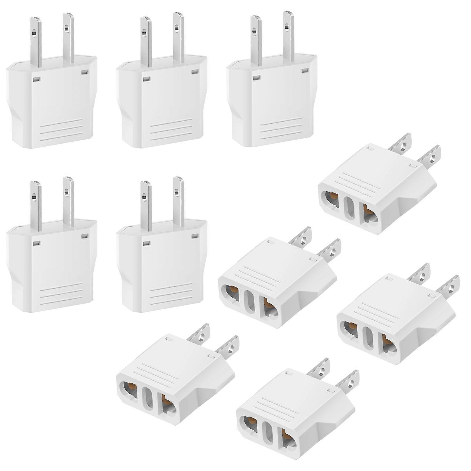 10 Pack European to US Plug Adapter Set for Travel, MultiPack Convenience and Quick Conversion