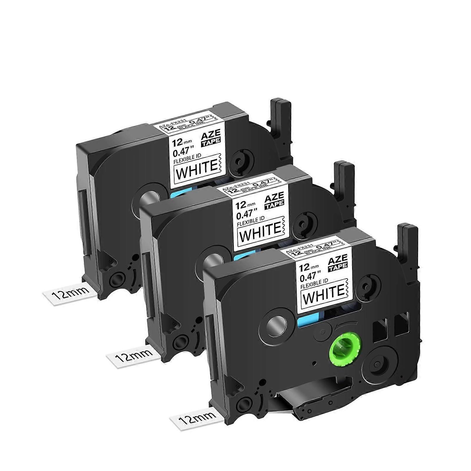 Label Maker Tape for Brother Ptouch TZ TZeFX231 FX241 12mm Black on White Durable