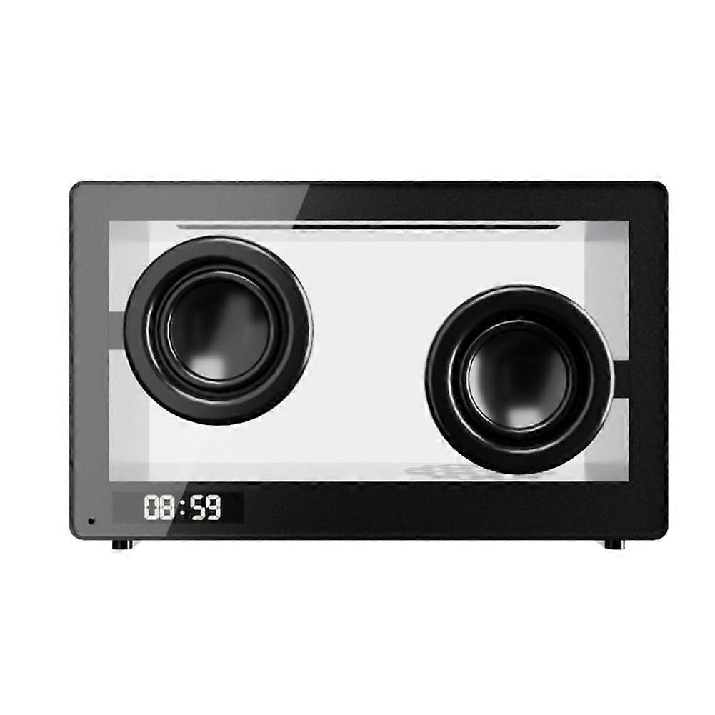 Portable Retro Bluetooth Speaker Clock  Wireless HiFi, Transparent Soundbar, RGB Light, TF Card Music Player, Black