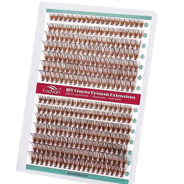 Fadvan Brown Lash Clusters DIY Eyelash Extensions 9-16mm Natural Lashes Wispy Individual Lash Extensions 280pcs C/D Curl lashes